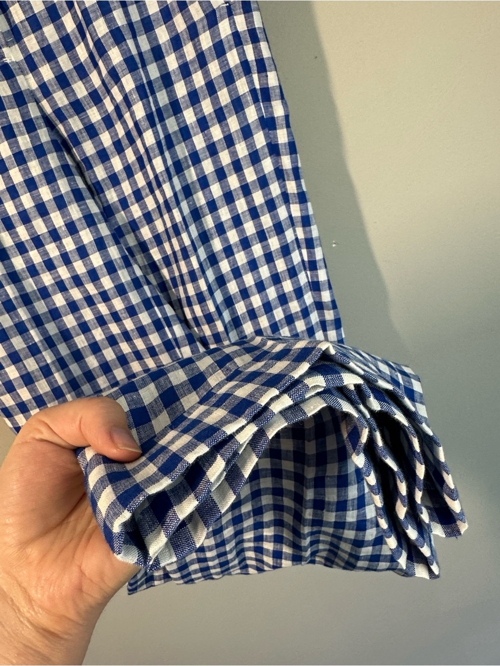 J. Crew Blue And White Linen Gingham Pants Trousers Slacks Size 00 - Picture 8 of 16